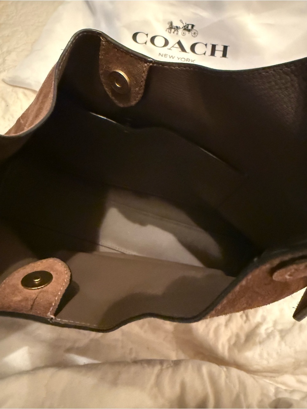 COACH Brooklyn 28 Tobacco Suede Shoulder Bag - Picture 4 of 6